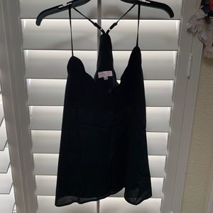 Pink Lily Black Scallop Tank Top